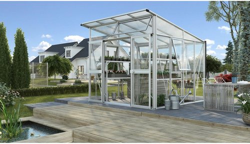 VITAVIA Gewächshaus »Aura«, 7,8 m², Kunststoff/Aluminium/ESG Glas, winterfest - silberfarben