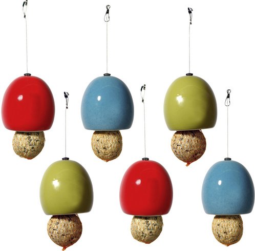 DOBAR Futterspender, für Wildvögel, keramik/Edelstahl, rot/grün/blau - bunt