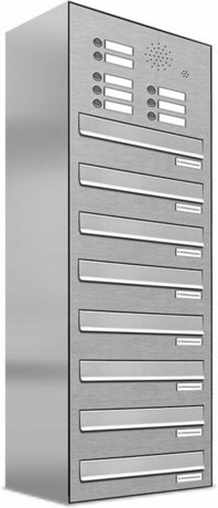 AL BRIEFKASTENSYSTEME Briefkasten, Parteien: 8, Zaundurchwurf, BxHxT: 38,5 x 115 x 27,5 cm - silberfarben
