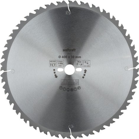 WOLFCRAFT Sägeblatt, Ø: 400 mm, 36 Zähne, Hartmetall - silberfarben