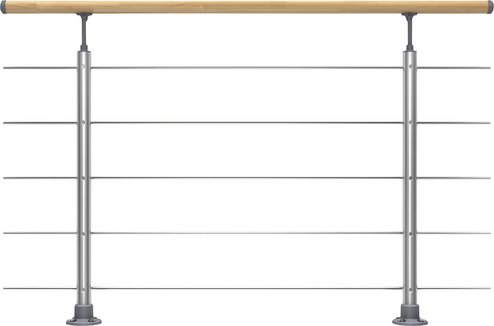 DOLLE Geländersystem »Prova«, aluminium/buchenHolz/edelstahl, HxL: 100 x 150 cm - silberfarben