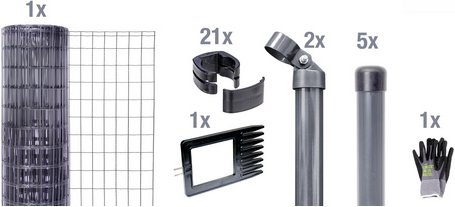 Gust. Alberts GmbH & Co. KG Set Maschendrahtzaun zum Einbetonieren »Fix-Clip Pro«, Breite: 1000cm, anthrazit - schwarz