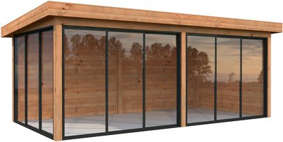 PALMAKO Pavillon »Lenna«, Aufstellmaße BxTxH: 628 x 340 x 245 cm, tauchgrundiert, Holz - braun