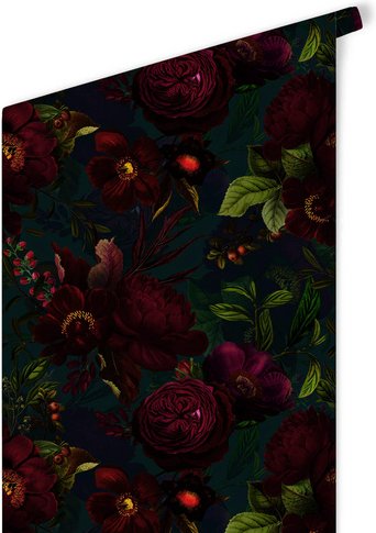 K&L Wall Art Vliestapete »Vintage Vliestapete«, Barock Rosen Blüten dunkel, mehrfarbig, matt - bunt