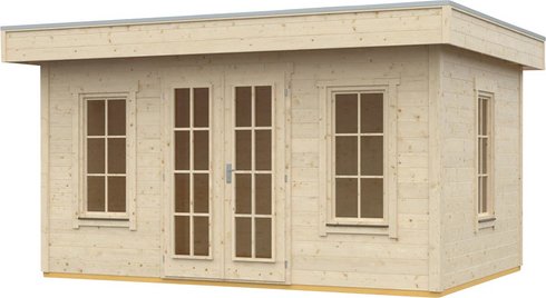 SKANHOLZ Gartenhaus »Basel 2«, Holz, BxHxT: 460 x 255 x 380 cm (Außenmaße inkl. Dachüberstand) - braun