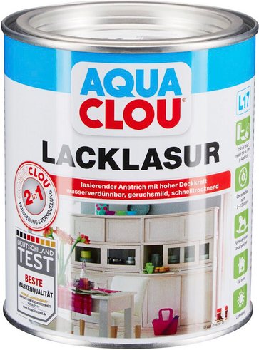 CLOU Lack-Lasur »AQUA«, für innen, 0,75 l, weiß, seidenmatt - weiss