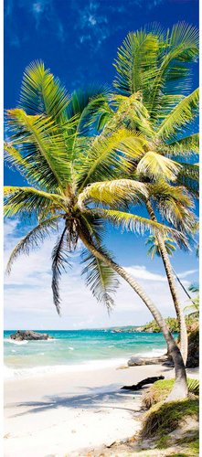 BREUER Badrückwand, Muster: Palmen, Aluminium-Verbundplatte - bunt