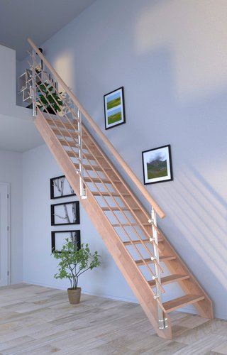 STARWOOD Raumspartreppe »Rhodos«, Buchenholz, 13 Stufen, max. Geschosshöhe 300 cm - braun