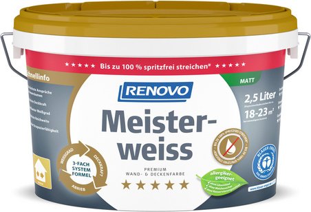 Thumbnail - RENOVO Dispersionsfarbe, »Meisterweiss«, matt, 2,5 l