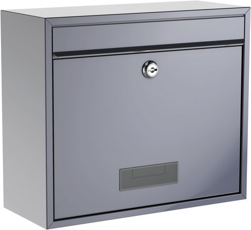 BASI Briefkasten, eckig, Stahl, silberfarben