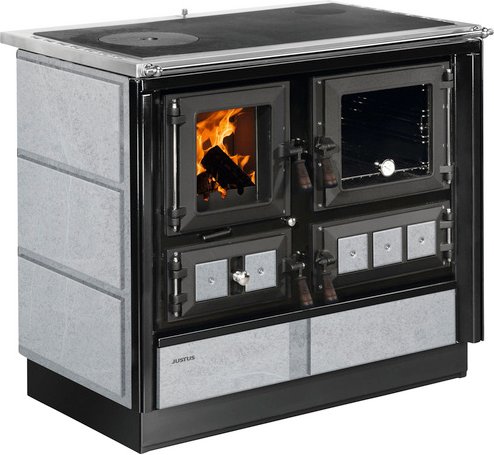 JUSTUS Festbrennstoffherd »Rustico-90 2.0«, schwarz/grau, Speckstein, 7 kW