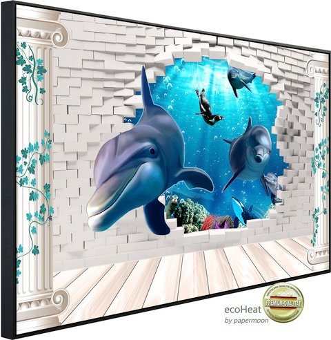 papermoon Infrarotheizung »EcoHeat - Unterwasserwelt mit Mauer«, Matt-Effekt - bunt