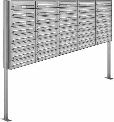 AL BRIEFKASTENSYSTEME Briefkasten, Parteien: 40, BxHxT: 199,5 x 170 x 27,5 cm - silberfarben