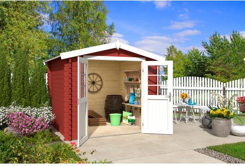 LASITA MAJA Gartenhaus »Ingo«, BxHxT: 262,1 x 222,3 x 250 cm (Außenmaße inkl. Dachüberstand), Holz - rot