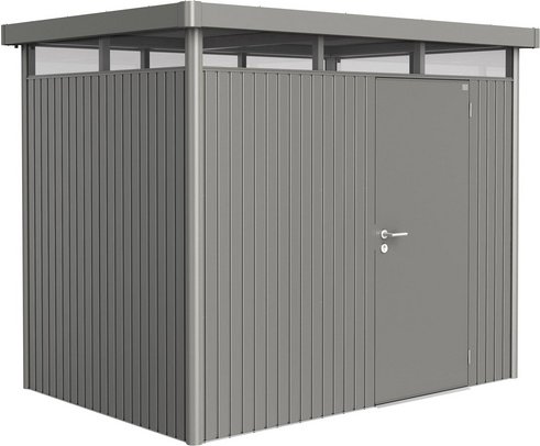 BIOHORT Gerätehaus »HighLine«, Stahl, BxHxT: 275 x 222 x 195 cm (Außenmaße inkl. Dachüberstand) - grau