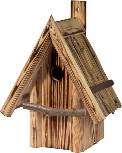 DOBAR Nistkasten mit Schilfrohr-Spitzdach - braun