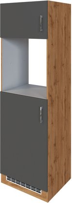 HELD MÖBEL Kombinierter Backofen-Kühlumbauschrank »Bologna«, BxHxT: 60 x 200 x 60 cm - grau