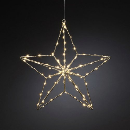 Konstsmide Leuchtstern, 90 Dioden, Höhe: 38 cm, Innentrafo, silberfarben - braun