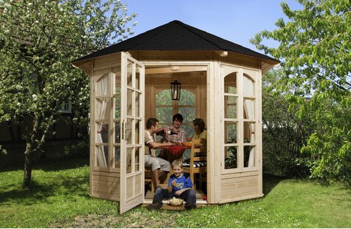 Thumbnail - WEKA Sitzlaube, achteckig|zeltdach, achteckig, BxT: 336 x 365 cm - beige