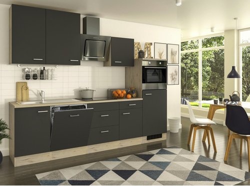 Flex-Well Küchenzeile »Morena«, mit E-Geräten, Gesamtbreite: 280 cm - grau