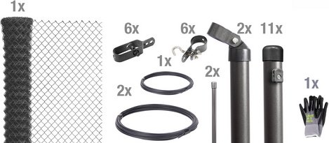 Gust. Alberts GmbH & Co. KG Set Maschendrahtzaun zum Einbetonieren, Breite: 2500cm, anthrazit-metallic - schwarz