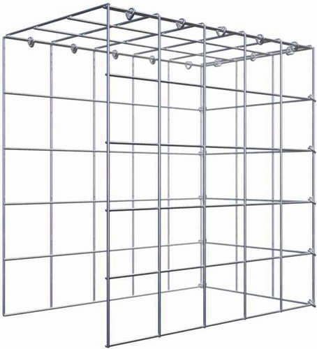 Thumbnail - Gabiona Gabione, silbergrau, Maschenweite 10 cm x 10 cm, C-Ring - silberfarben