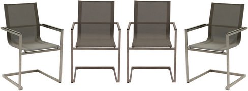 GARDEN PLEASURE Stuhl-Set »Sienna«, Freischwinger, 4er, Grau, Edelstahl, Kunststoff