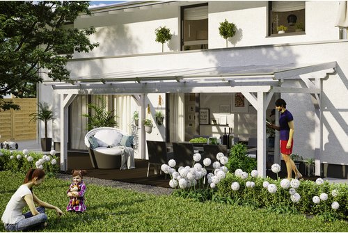 SKANHOLZ Terrassenüberdachung »Sanremo«, Breite: 648 cm, Dach: Polycarbonat (PC), weiß - weiss