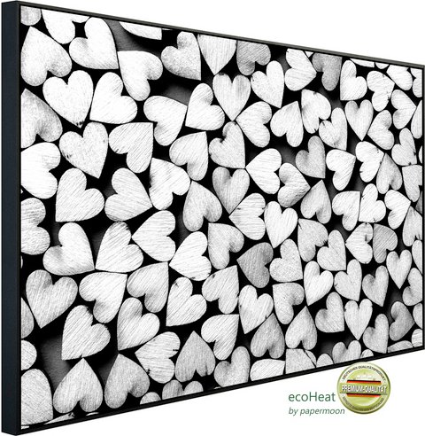 papermoon Infrarotheizung »EcoHeat - Herzen Schwarz + Weiss«, Matt-Effekt - bunt