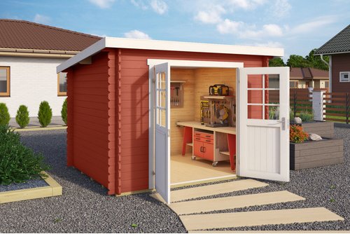 Mr. GARDENER Gartenhaus »Grenada«, Holz, BxHxT: 290 x 211 x 238,4 cm (Außenmaße) - rot