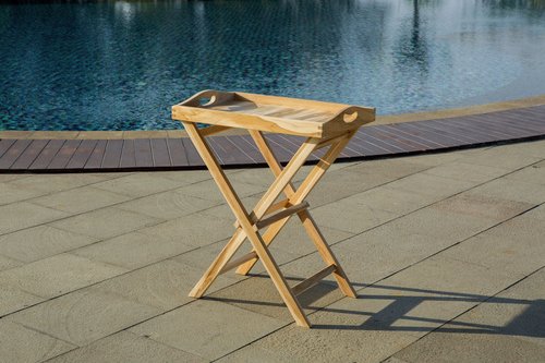 Möbilia Serviertisch, BxLxH: 60 x 40 x 65 cm, Teakholz - beige