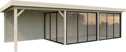 PALMAKO Pavillon »Lenna«, Aufstellmaße BxTxH: 916 x 340 x 245 cm, unbehandelt, Holz - braun