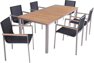 GARDEN PLEASURE Gartenmöbelset »DALLAS«, 6 Sitzplätze, max. Belastung: 110 kg - braun