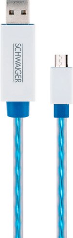 SCHWAIGER Kabel, Micro USB 90 cm, blau beleuchtet
