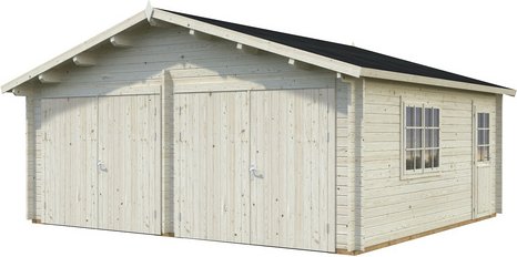 Thumbnail - PALMAKO Blockbohlen-Garage, BxT: 575 x 510 cm (Außenmaße), Holz - transparent