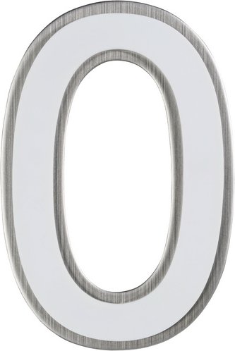 ALPERTEC Hausnummer, 0, Weiß, Kunststoff | Edelstahl, 11,7 x 17 x 1,8 cm, nachtleuchtend - weiss