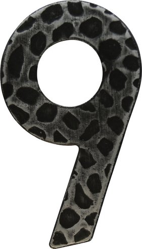 ALPERTEC Hausnummer, 9, Schwarz, Eisen, 11,7 x 17 x 1,8 cm