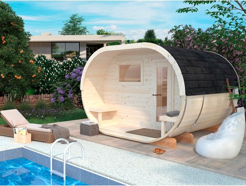 PALMAKO Sauna »Anette«, HxT: 250 x 274 cm, Fichte, naturbelassen - braun