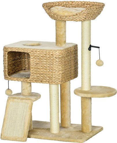 PawHut Kratzbaum, mehrere Ebenen, LxBxH: 60 x 40 x 98 cm - beige