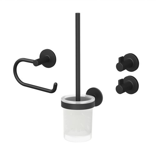 LENZ Bad-Accessoire-Set »NERO«, Schwarz-matt, Montageart: Kleben oder Bohren