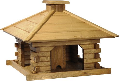 DOBAR Rustikales Vogelhaus mit Holzdach - braun