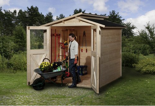 WEKA Gartenhaus »323 Gr.2«, Holz, BxHxT: 290 x 221 x 194 cm (Außenmaße inkl. Dachüberstand) - beige