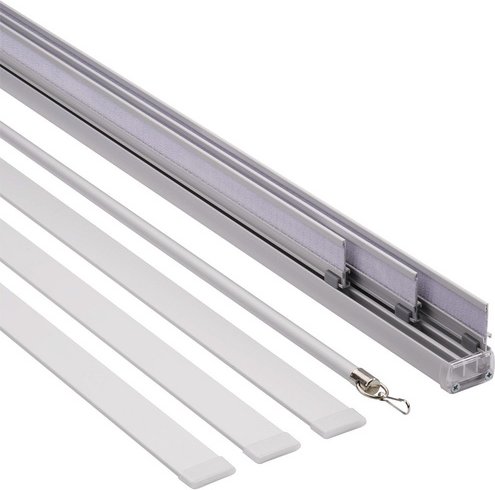 GARDINIA Flächenvorhangschiene, Länge: 1700 mm, 3-läufig, Aluminium - silberfarben