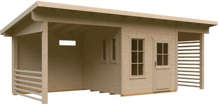 SKANHOLZ Gartenhaus »Namur«, BxHxT: 750 cm x x 315 (Außenmaße inkl. Dachüberstand) - beige