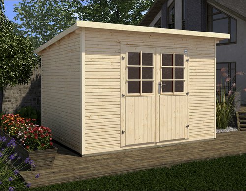 WEKA Gartenhaus »219 Gr. 2«, Holz, BxHxT: 320 x 218 x 240 cm (Außenmaße inkl. Dachüberstand) - beige