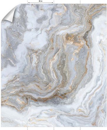 mySPOTTI Vliestapete »Stig«, Steinmuster, grau/weiß/goldfarben, matt