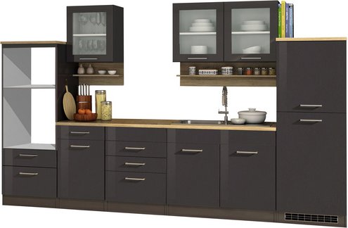 HELD MÖBEL Küchenzeile »Mailand«, ohne E-Geräte, Gesamtbreite: 330cm - grau