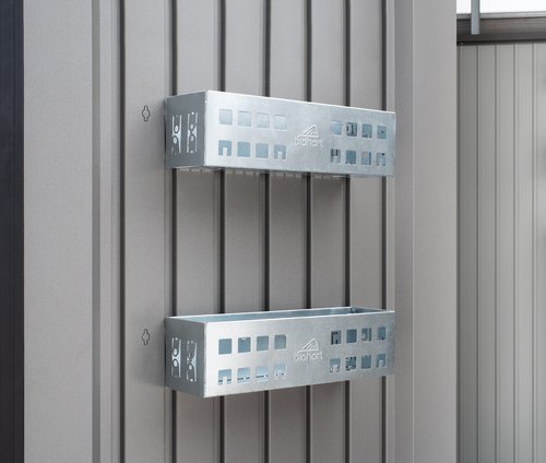 BIOHORT Aufbewahrungskorb, BxHxT: 34 x 9,5 x 10 cm, für Gerätehäuser und Geräteschränke, 2 Stück, grau