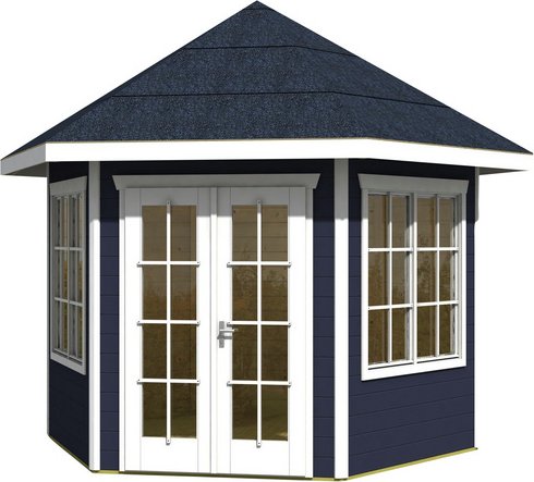 SKANHOLZ Gartenhaus »Almelo«, Holz, BxHxT: 420 x 354 x 303 cm (Außenmaße inkl. Dachüberstand) - grau