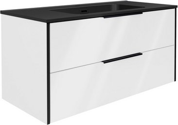 FACKELMANN Waschplatz-Set »Flair«, inkl. Gussmarmorbecken Schwarz, Weiss/Weiss, 1010 x 493 x 465 mm